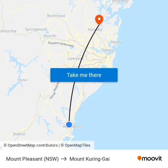 Mount Pleasant (NSW) to Mount Kuring-Gai map