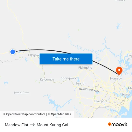 Meadow Flat to Mount Kuring-Gai map