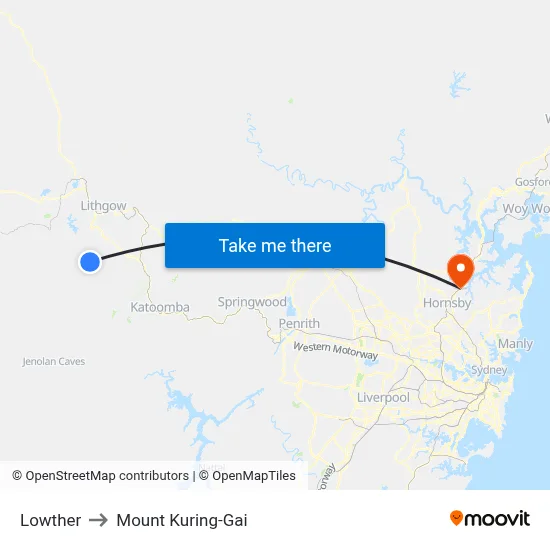 Lowther to Mount Kuring-Gai map