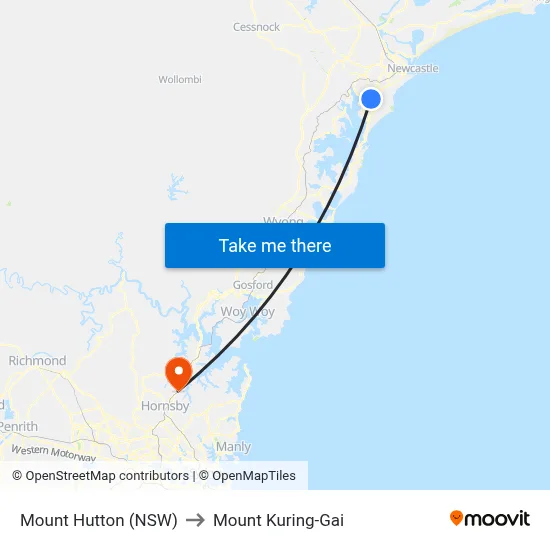Mount Hutton (NSW) to Mount Kuring-Gai map