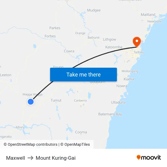 Maxwell to Mount Kuring-Gai map
