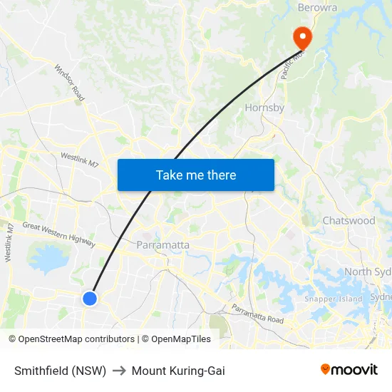 Smithfield (NSW) to Mount Kuring-Gai map