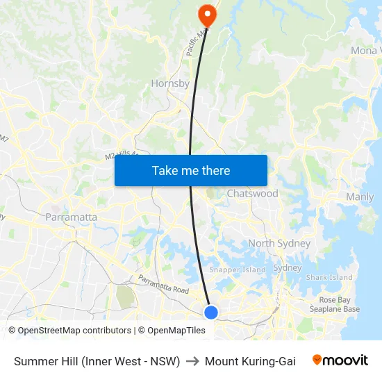 Summer Hill (Inner West - NSW) to Mount Kuring-Gai map