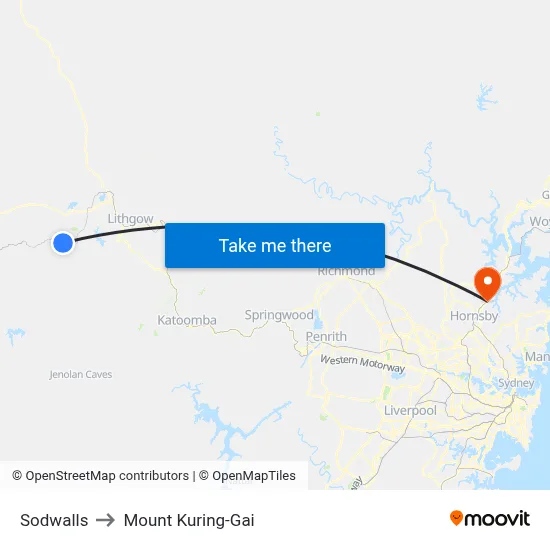 Sodwalls to Mount Kuring-Gai map