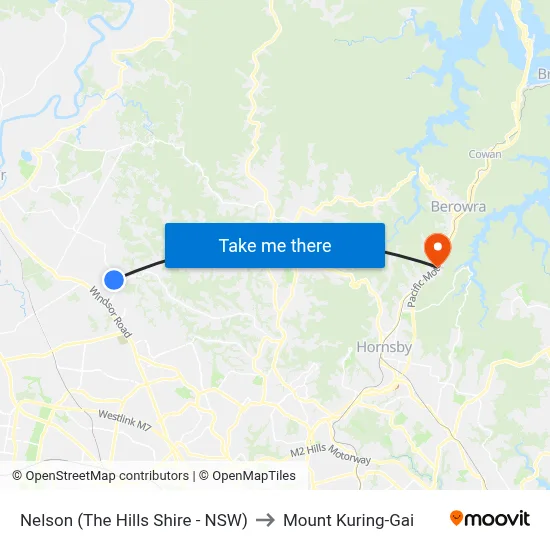 Nelson (The Hills Shire - NSW) to Mount Kuring-Gai map