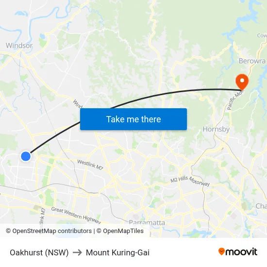 Oakhurst (NSW) to Mount Kuring-Gai map