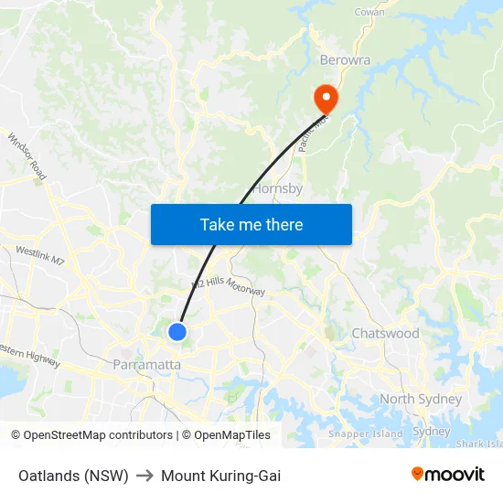 Oatlands (NSW) to Mount Kuring-Gai map