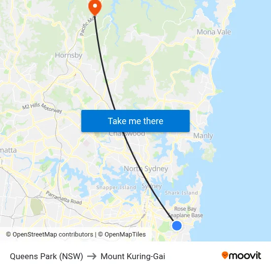 Queens Park (NSW) to Mount Kuring-Gai map