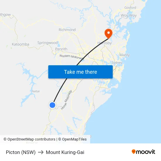 Picton (NSW) to Mount Kuring-Gai map