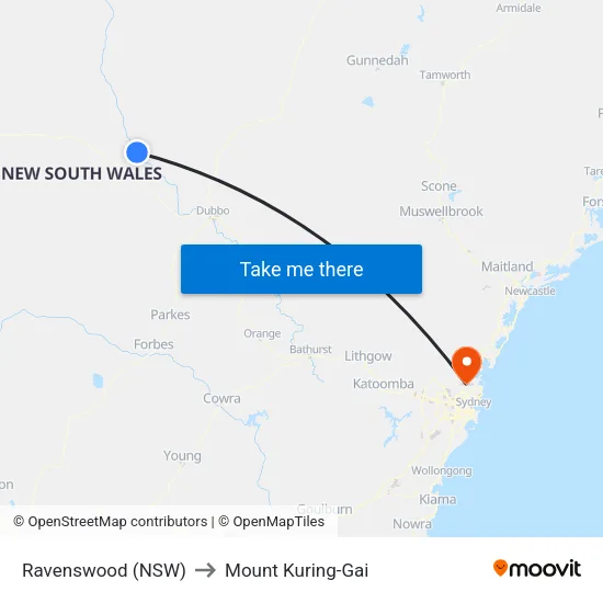 Ravenswood (NSW) to Mount Kuring-Gai map