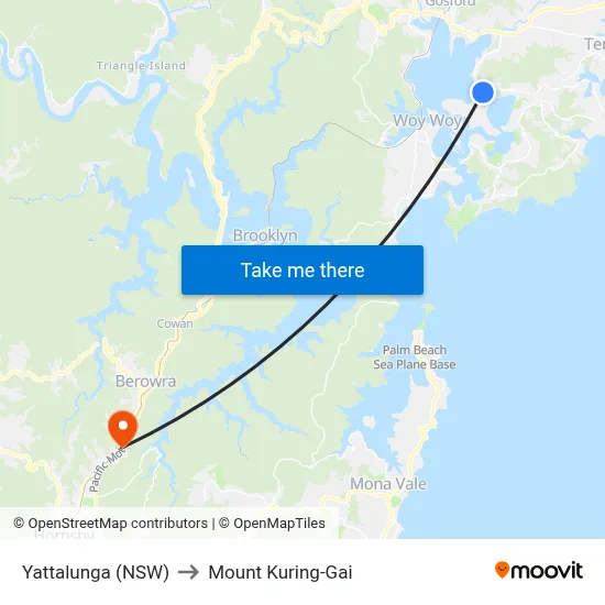Yattalunga (NSW) to Mount Kuring-Gai map