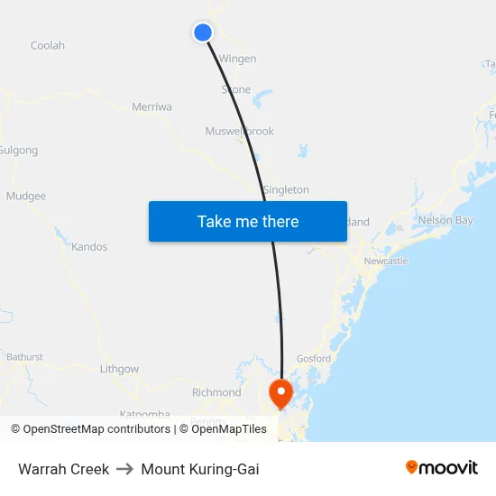 Warrah Creek to Mount Kuring-Gai map