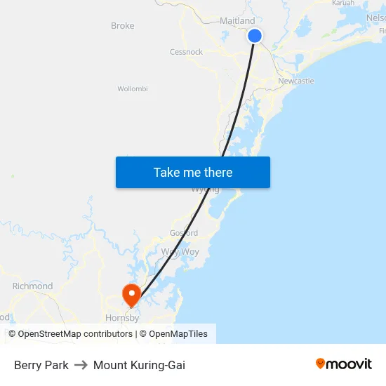 Berry Park to Mount Kuring-Gai map