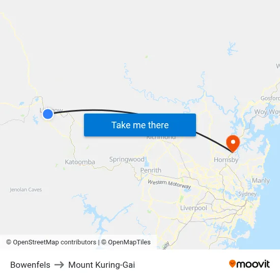 Bowenfels to Mount Kuring-Gai map