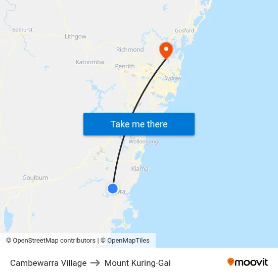 Cambewarra Village to Mount Kuring-Gai map