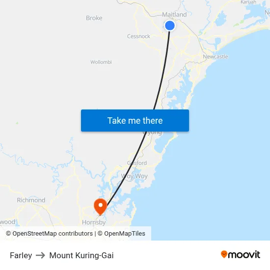 Farley to Mount Kuring-Gai map