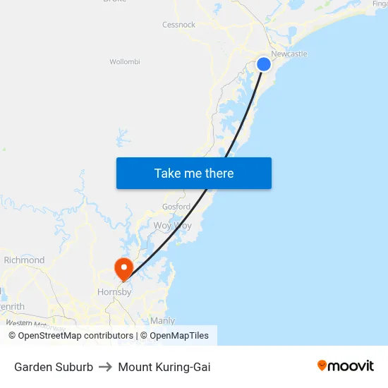Garden Suburb to Mount Kuring-Gai map