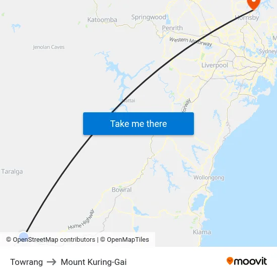 Towrang to Mount Kuring-Gai map