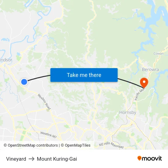 Vineyard to Mount Kuring-Gai map