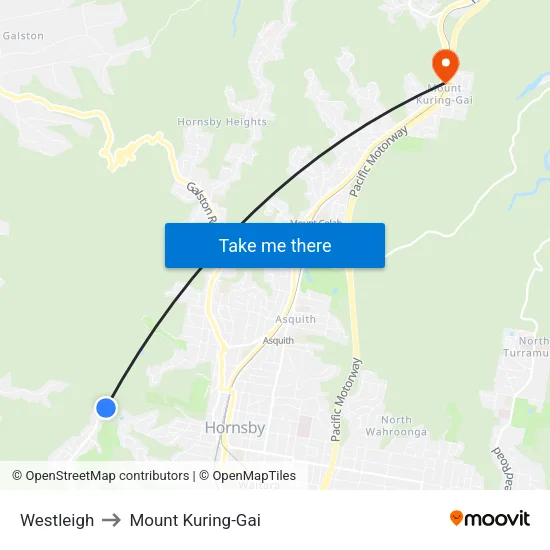 Westleigh to Mount Kuring-Gai map