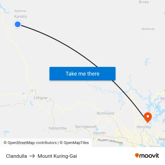 Clandulla to Mount Kuring-Gai map