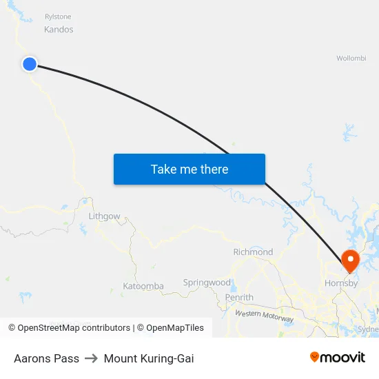 Aarons Pass to Mount Kuring-Gai map