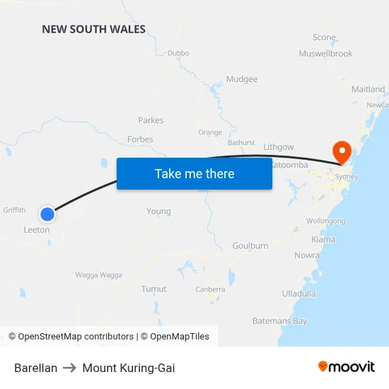 Barellan to Mount Kuring-Gai map