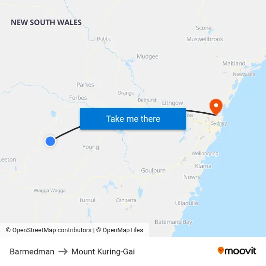 Barmedman to Mount Kuring-Gai map