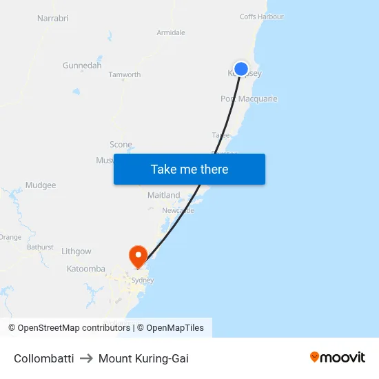 Collombatti to Mount Kuring-Gai map