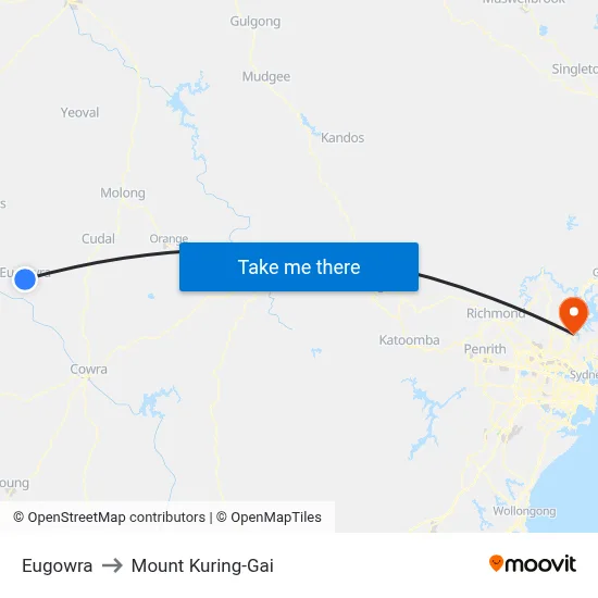 Eugowra to Mount Kuring-Gai map