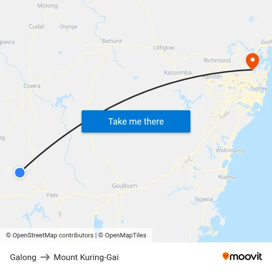 Galong to Mount Kuring-Gai map