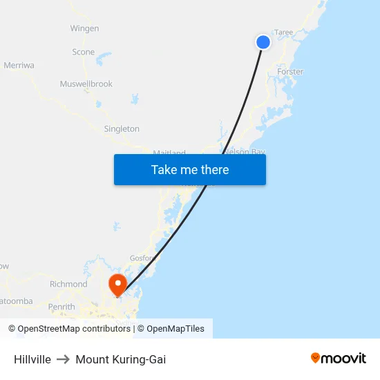 Hillville to Mount Kuring-Gai map