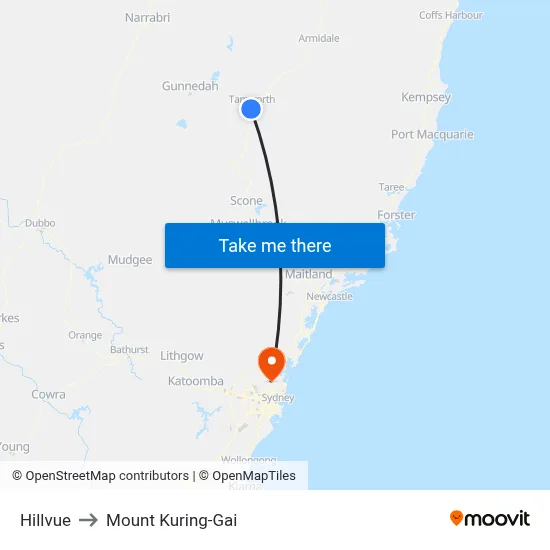 Hillvue to Mount Kuring-Gai map