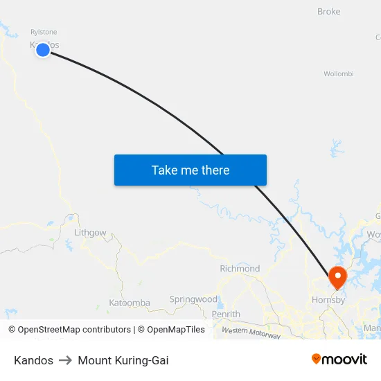 Kandos to Mount Kuring-Gai map