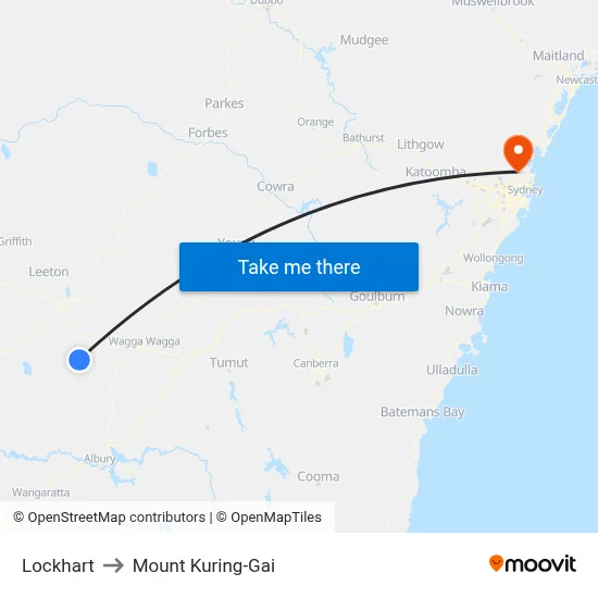 Lockhart to Mount Kuring-Gai map