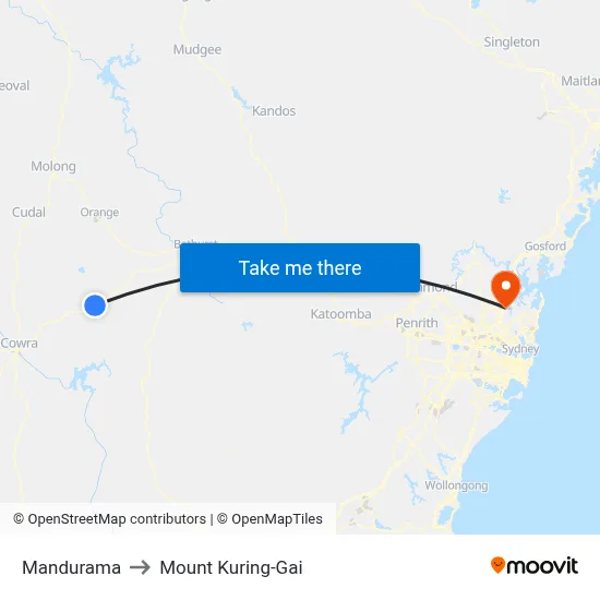 Mandurama to Mount Kuring-Gai map