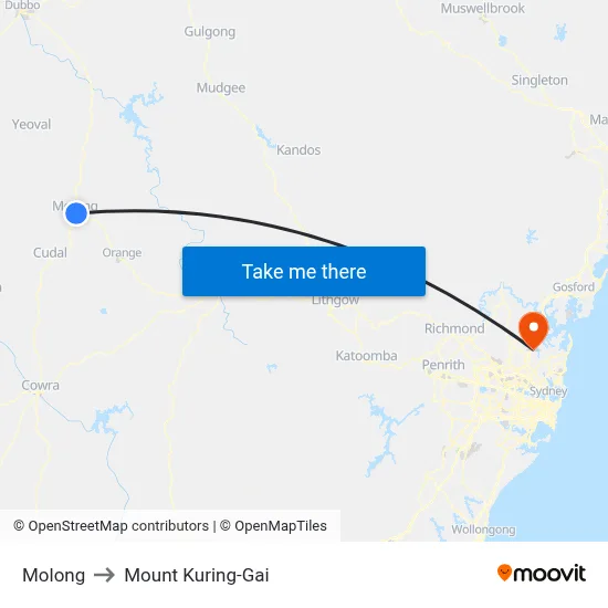Molong to Mount Kuring-Gai map