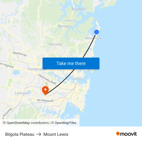 Bilgola Plateau to Mount Lewis map