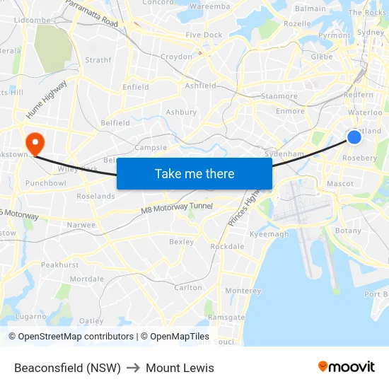 Beaconsfield (NSW) to Mount Lewis map