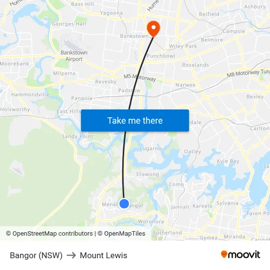 Bangor (NSW) to Mount Lewis map
