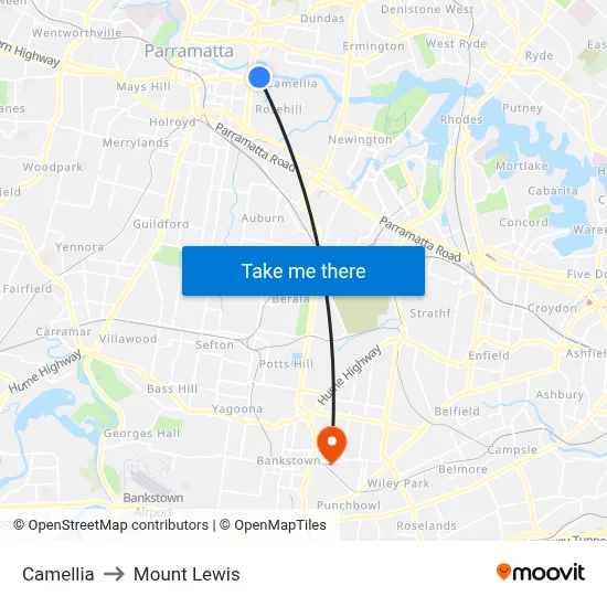 Camellia to Mount Lewis map