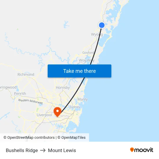 Bushells Ridge to Mount Lewis map