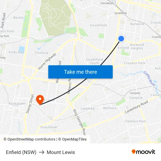 Enfield (NSW) to Mount Lewis map