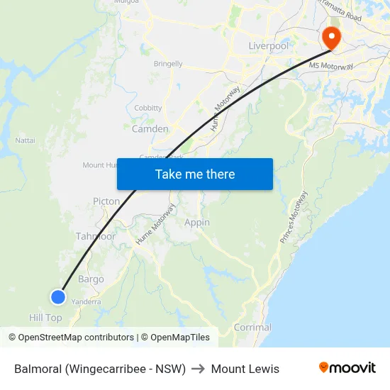 Balmoral (Wingecarribee - NSW) to Mount Lewis map