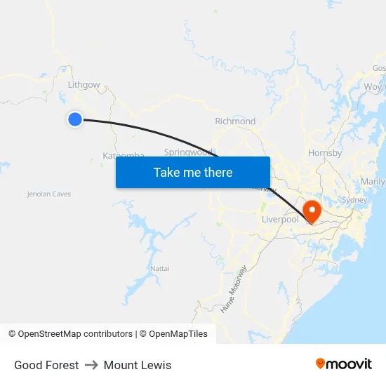 Good Forest to Mount Lewis map