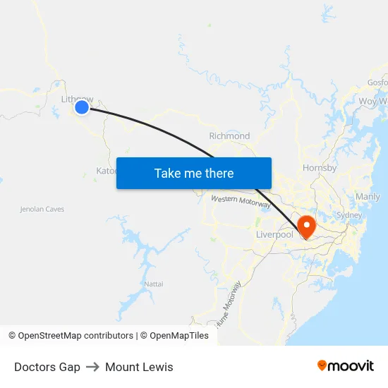 Doctors Gap to Mount Lewis map