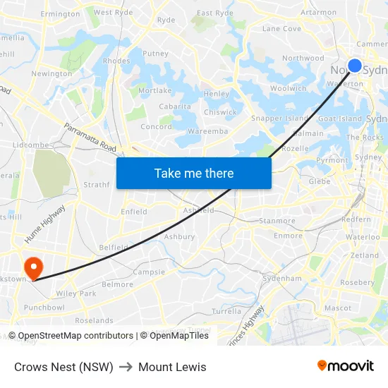 Crows Nest (NSW) to Mount Lewis map