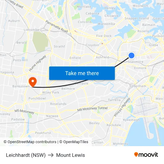Leichhardt (NSW) to Mount Lewis map