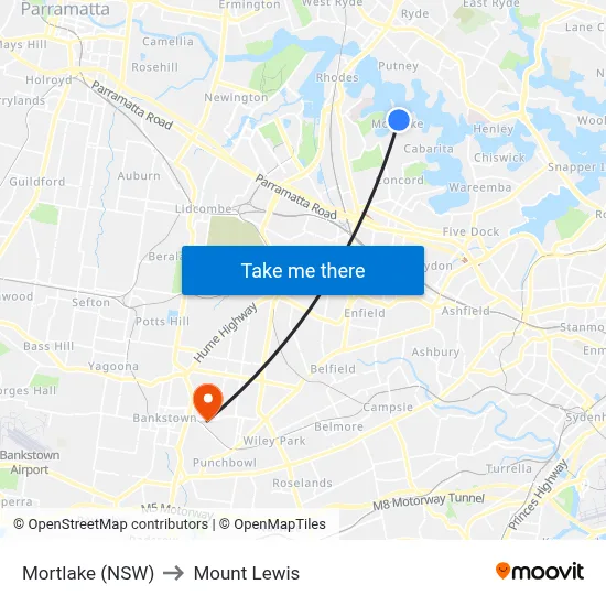 Mortlake (NSW) to Mount Lewis map