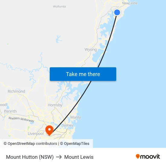 Mount Hutton (NSW) to Mount Lewis map